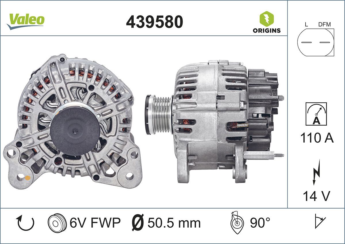 Alternator 12V 110A A1 A3 Altea Ibiza V Toledo IV Octavia Golf V VI Jetta III Passat Touran 1,4 TSI | VALEO 439580 | OEM 03C903023G 03C903023G 03C903023GX 03C903023GX