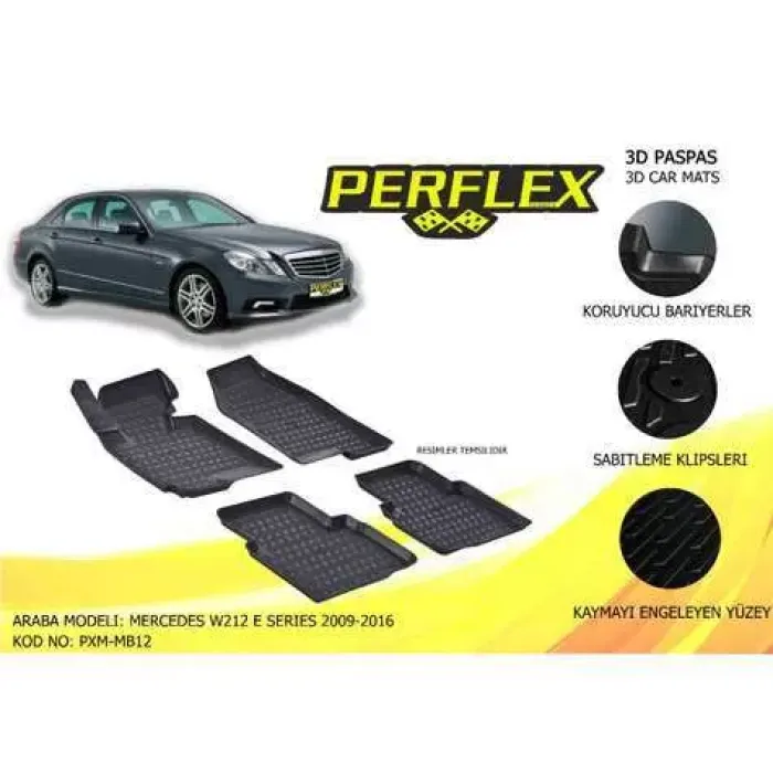 Havuzlu Paspas 3D 10-Mat Siyah E-Class W212 09>16 | PERFLEX PXM-MB12 | OEM A21268062029G33