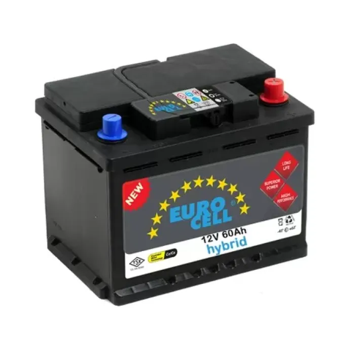 Aku 12V 60 Ah NS60 (238×129×227) Tam Kapali Dar Japon Ters | EUROCELL 8699358520210