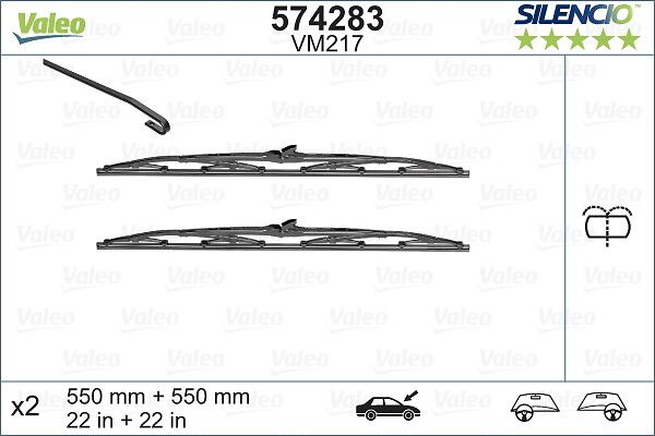 Silecek 55+55 (X2) / (VM217) P405 | VALEO 574283