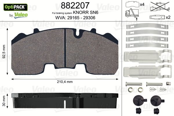 Disk Fren Balatasi Bpw SB3745 (19,5 Tekerlek Icin) | VALEO 882207 | OEM 2992336 2996468