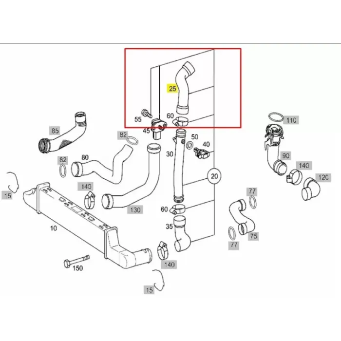 Turbosarj Hortumu Sol Ust E-Class W210 99>02 S210 99>03 | UCPA 10H128109 | OEM A2105285482