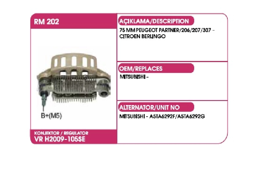 Diyot Tablası Mitsubishi L300, (1998-90) Chevrolet, Suzuki, Peugeot Partner Berlingo Yeni Model 207 HDI Citr | OEM RM202