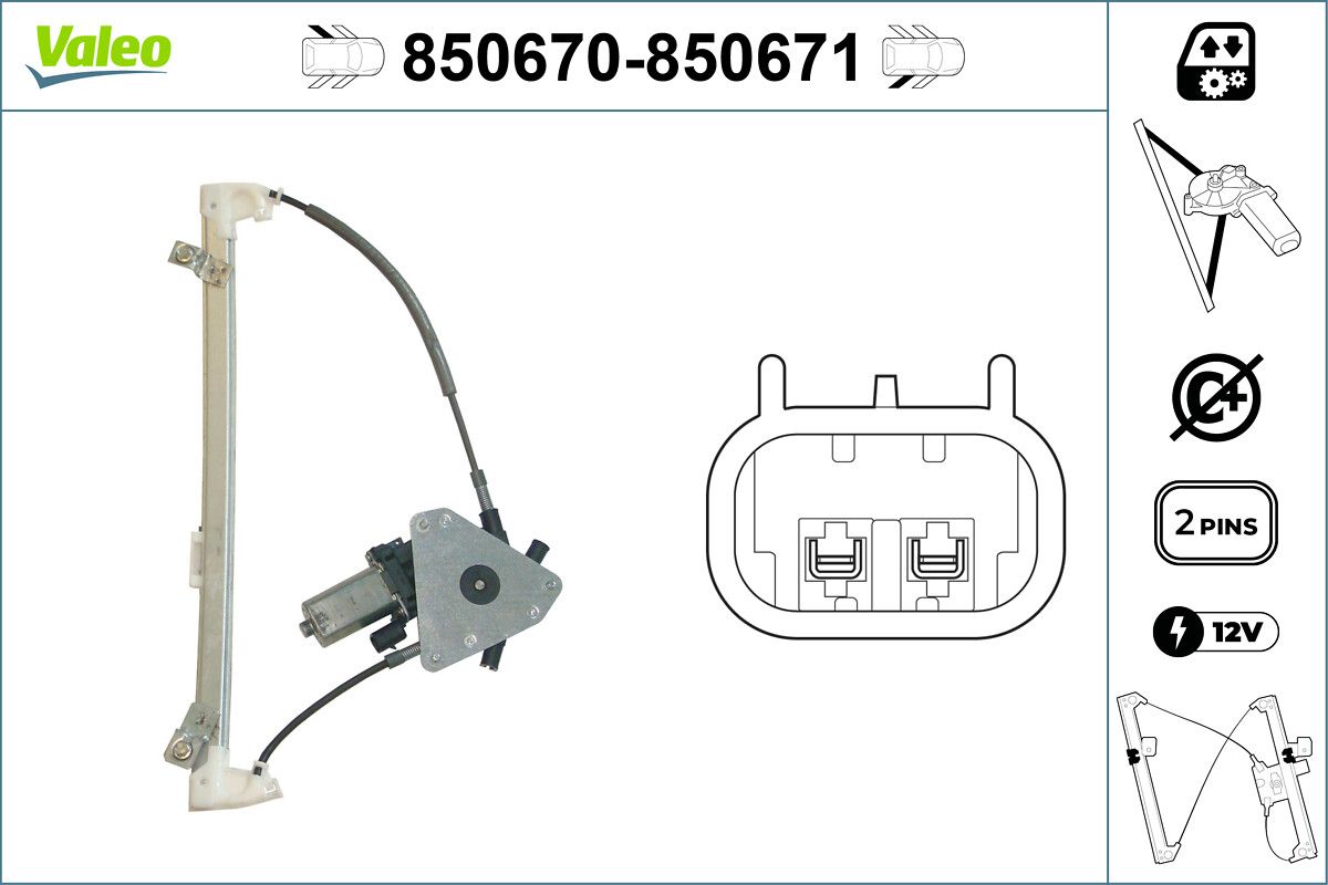 Cam Mekanizmasi Elektrikli Arka Sag P406 1,6 / 1,8 / 2,0 95> | VALEO 850671 | OEM 6437RS 6437RS 922337 922438 922337 922438