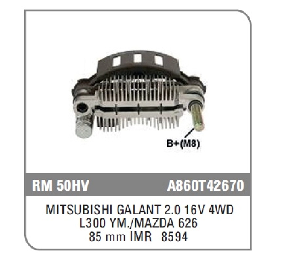 Diyot Tablası Mitsubishi Tipi 85mm 6 Diyot 90A. Hyundai Accent Sonata Mazda 323-626, Mitsubishi L300 Galant 2.0L | OEM RM50HV