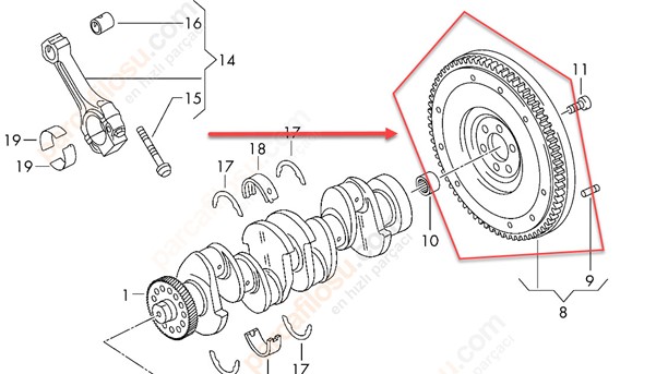 Volan+Debriyaj Seti (Baski+Balata) 1,4TDI Ibiza Fabia Rapid Cusa Cusb Cuta 13> ( Sabit Volan ) | VOLMERK VW306-K | OEM 04B105266E