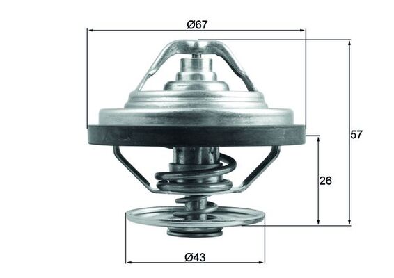 Termostat 83 °C MAN TGA 18.390, 18.400 Temsa Diamond 14 | MAHLE TX15883 | OEM 51064020111 51064010048 51064026001 51064026005 51064026009 99064026009