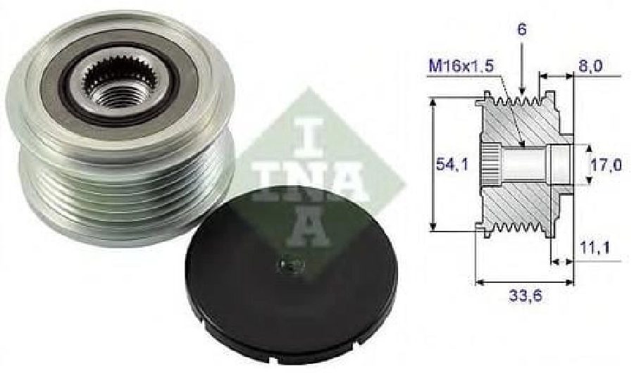 Alternatör Rulmanlı Kasnak Ina 206, , 307, 407, Partner, C4 | OEM 535005910