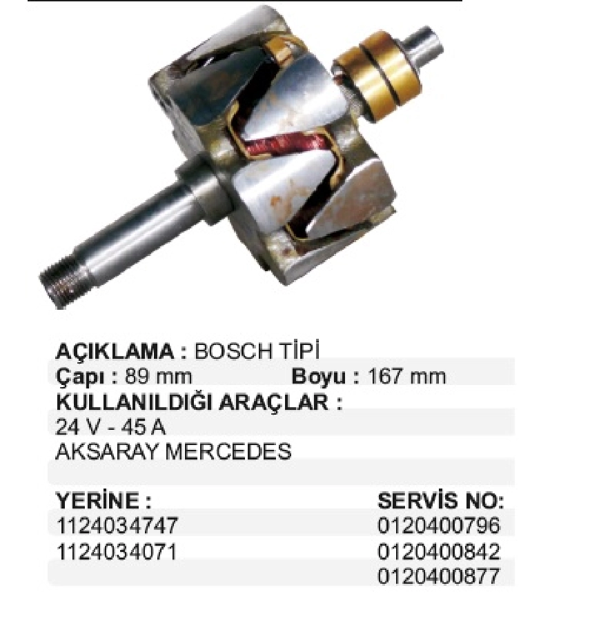 Rotor Bosch Aksaray Mercedes 24V 45A | OEM XRT645