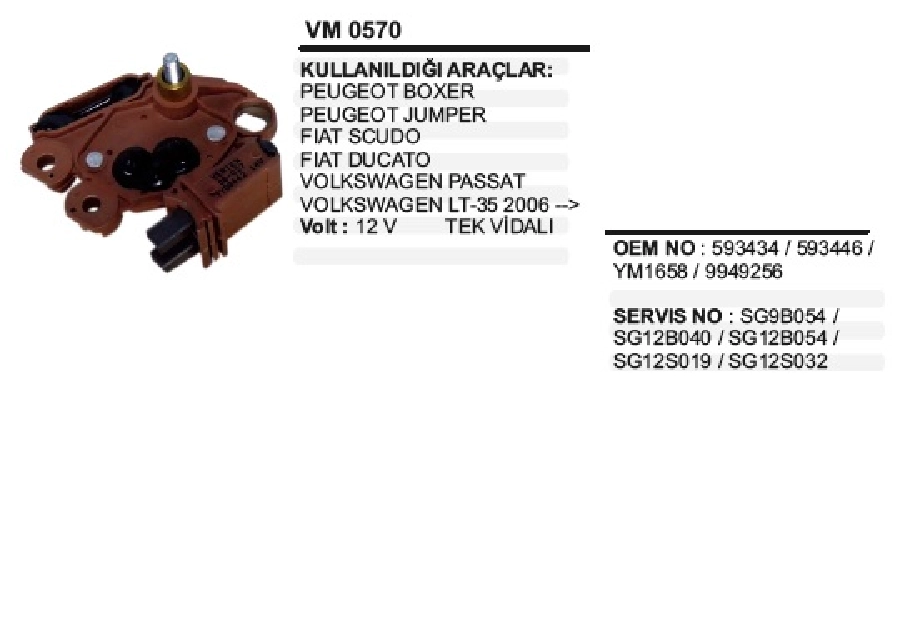 Konjektör Valeo Boxer, Jumper, Ducato 2006 ve sonrası Tek Vıd | OEM VM0570