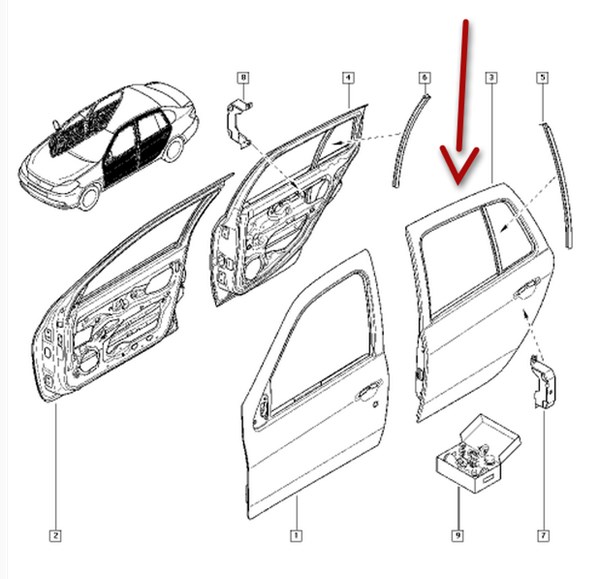 Arka Kapi Sol Clio 09>12 | YRJ YRJ16-SYB09-202L | OEM 821018475R