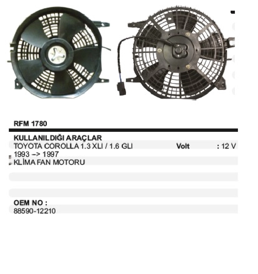Fan Motoru Toyota Corolla 1,6 Glı 93-97 Klıma Fan Mt | OEM RFM1780
