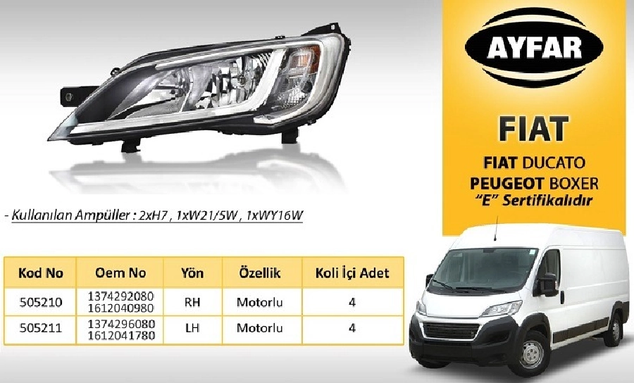 Far Sağ Elektrikli - Fıatr Ducato Maxı, Peugeot Boxer, Citroen Jumper ( 2014? ) | OEM 505210