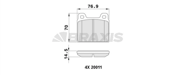 Fren Balatasi On Alfa Romeo Spider 115 77>93 , Mercedes W114 68>76 W115 68>73 W113 68>71 , Transporter 2 72 82 | BRAXIS AA0376 | OEM 60723584