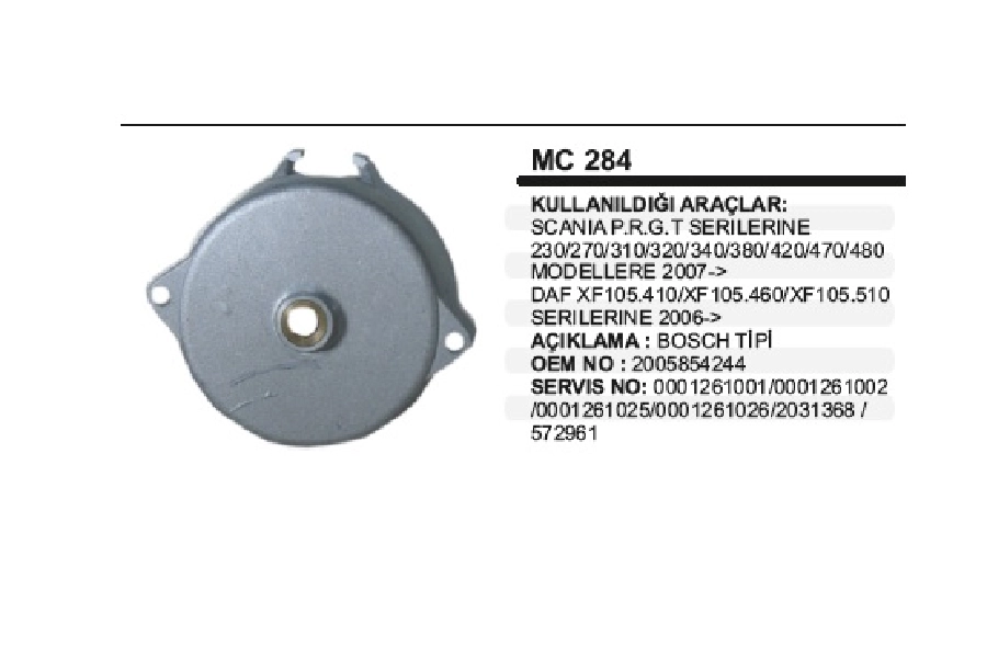 Marş Arka Kap. - Bosch261 Scania Prt, MAN TGA, Actros MAK284 | OEM MC284
