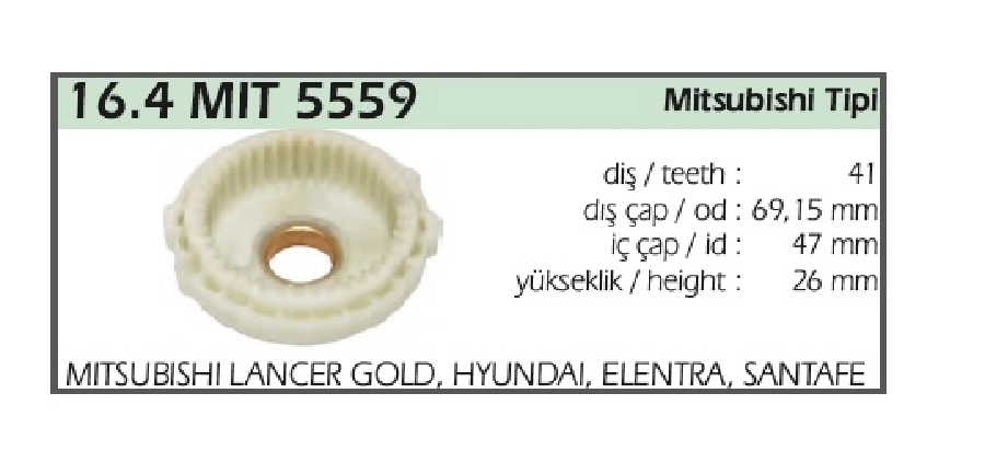 Marş Redüktör Çanağı Mitsubishi Lancer Gold, Hyundai, Elentra, Santafe, 41 Diş | OEM 16.4MIT5559