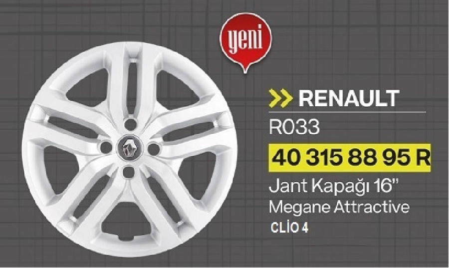 Jant Kap 16J (Ad) 4 Bijon - Clio - Megane 4 Attractıve 403158895R