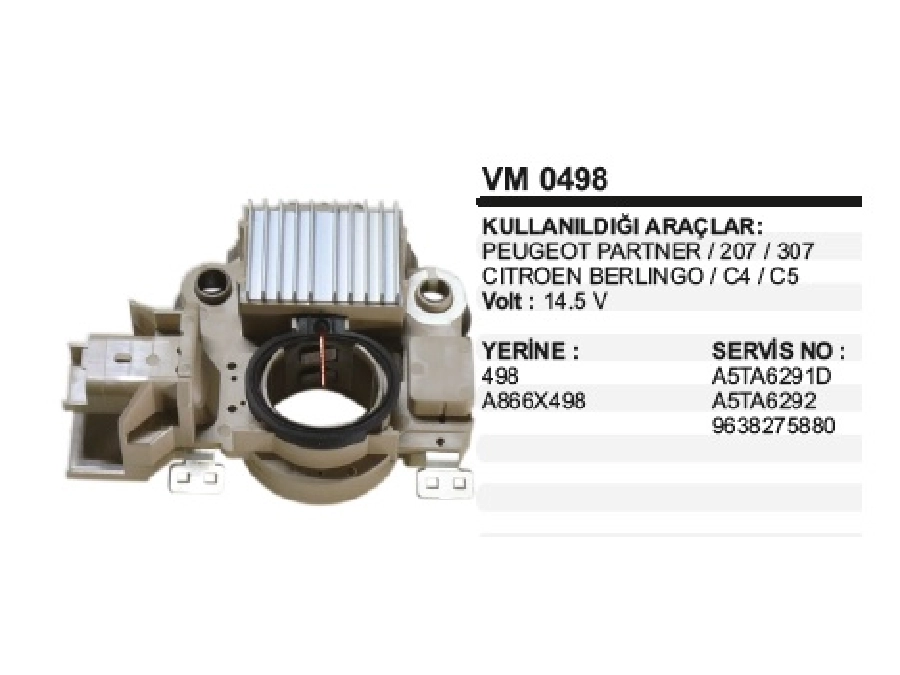 Konjektör Mitsubishi Tip 12V. (14.5V) Peugeot Partner 206-207-307* Citroen C4-C5-Berlingo-Xsara Pıp | OEM VM0498