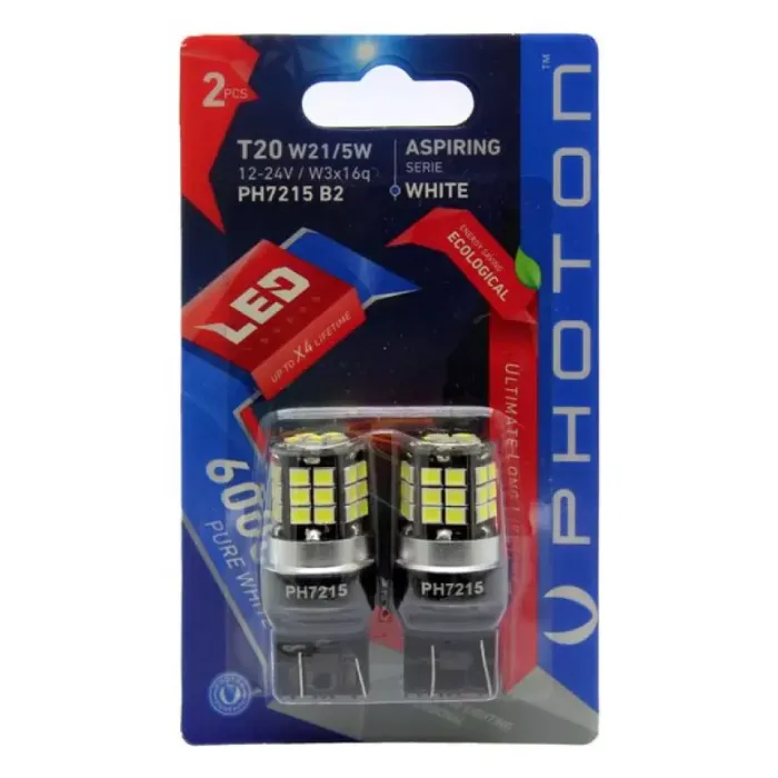 T20 W21/5W 12V-24V Led (2'Li Blister) | PHOTON PH7215 B2