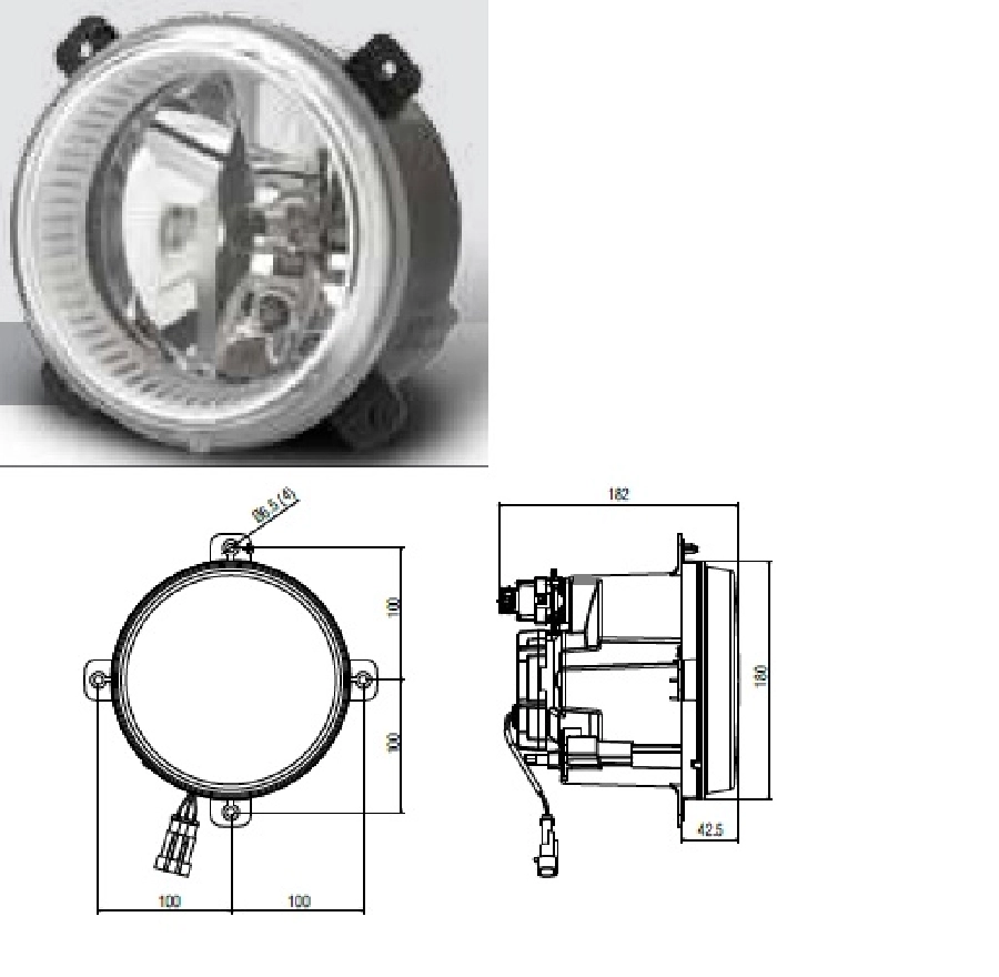 Kısa Hüzme Far ( Ø 180mm ), 12 V, Parklı, H7 Ampul, Manuel, Karsan (Büyük) J10 Ford Otosan | OEM 13182E