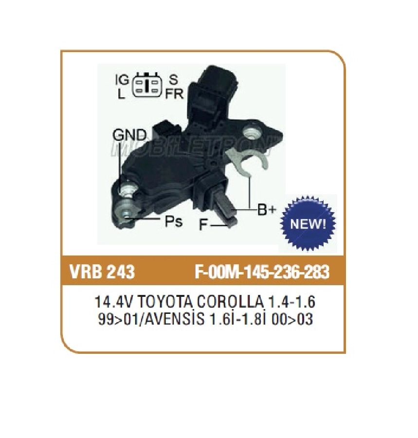 Konjektör Bosch Tipi 14.4 V - Toyota Corolla 1.4, 1.6 (99-01), Avensıs 1.6I, 1.8I (00-03) (Ig-L-S-Fr) | OEM VRB243
