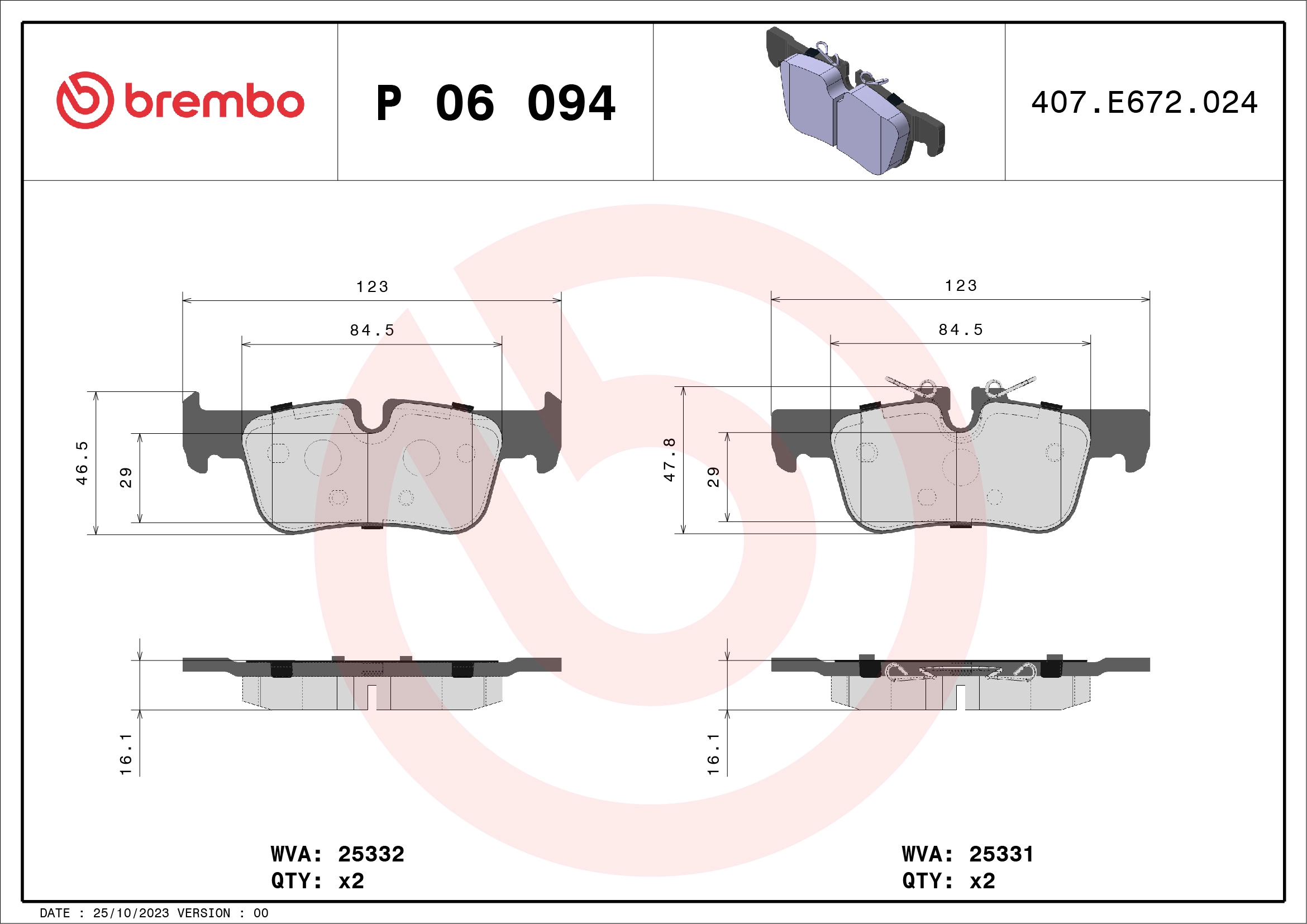 Arka Fren Balatasi Bmw F45 F48 F39 Mini F60 F54 14> | BREMBO P06094 | OEM 34216859917 34216859917 // 34216860403 // 34206885547 // 34201543683 // 34218843651 34216860403 34206885547 34201543683 34218843651