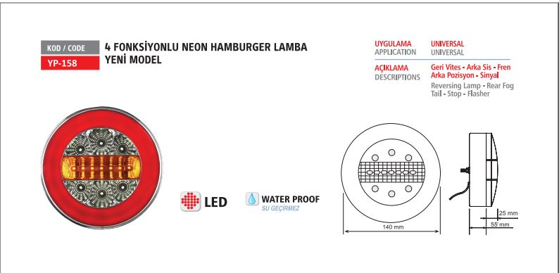 Calisma Lambasi 12-24 16 Ledli 48 W Aluminyum | YUCEPLAST YP-169 | OEM SARLITE 11016