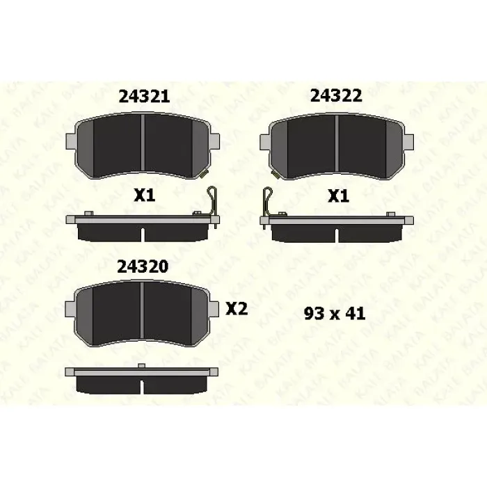 Arka Fren Balatasi Hyundai Accent Era 06> / I20 08>15 / I30 07>12 / IX20 IX35 10> / Sonata 10>14 / Kona 19> / Kia Ceed 06>12 / Cerato 08> / Rio 05> / Sportage 04>11 Fwd | KALE B 24320 159 05 ANS | OEM 583020QA00 583020QA00 583020ZA00 583021GA00