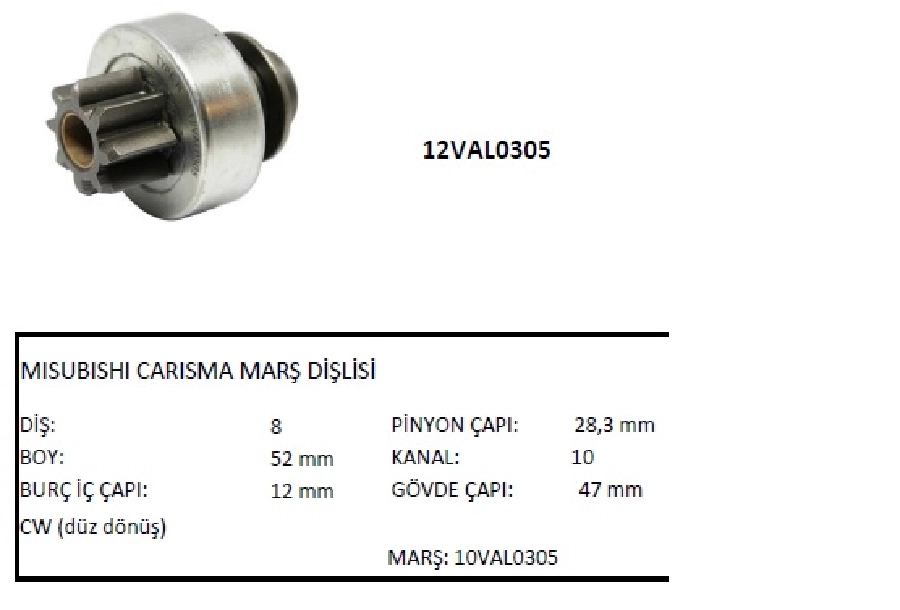 Marş Dişlisi 8 Diş, Valeo Tipi Cw Mısubıshı Carısma | OEM 12VAL0305