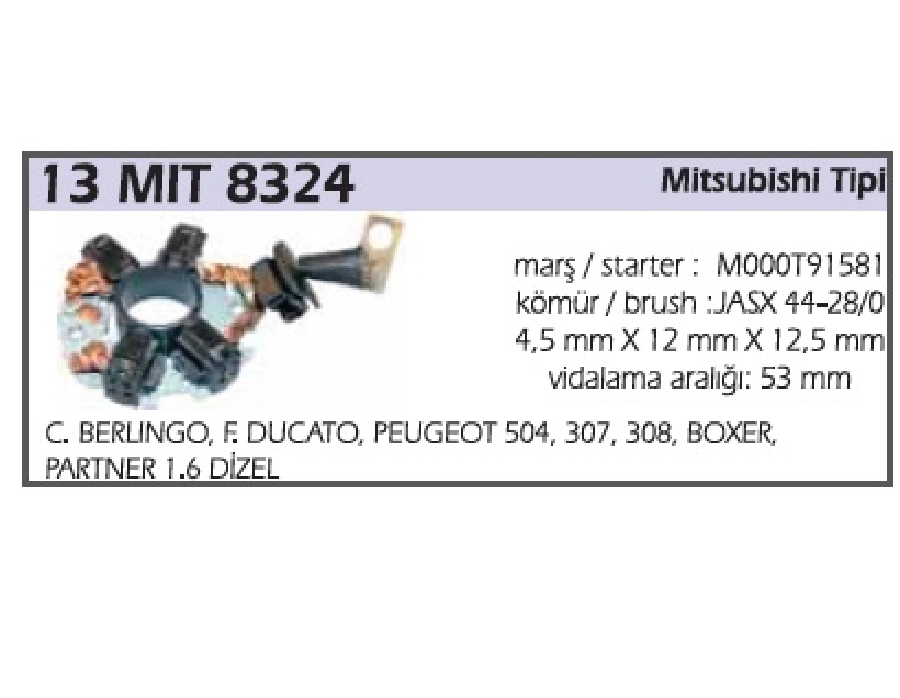 Marş Kömür Yuvası - Renault Clio-Kangoo-Megane-Express Ducato, Peugeot 504, 307, 308, Boxer, Partner 1.6 DI | OEM 13MIT8324