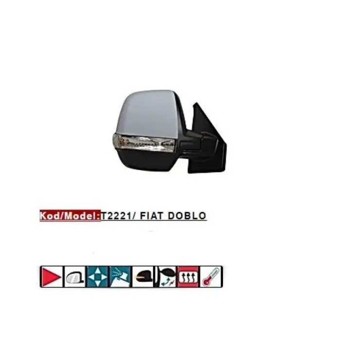 Dis Dikiz Aynasi Sag Çift Camli Elektrikli Rezistansli Astarli Kapak Otomatik Katlanir Doblo 3 Pratico Cargo 10> | TURSAN T2221 | OEM 735645708