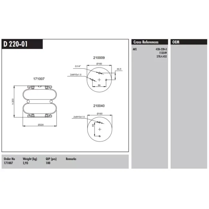 Dingil Korugu (2 Katli - Capraz Delik) - Scania / P-G-R-T Serisi | CONNECT D 220-01 | OEM 1733273 A2220/K02