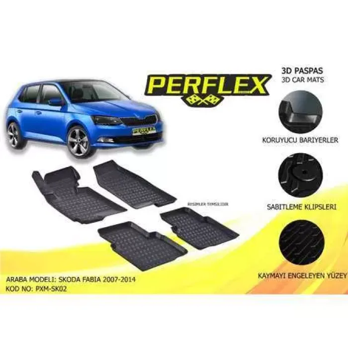 Paspas 3D Havuzlu 10-Mat Fabia 2007-2014 | PERFLEX PXM-SK02