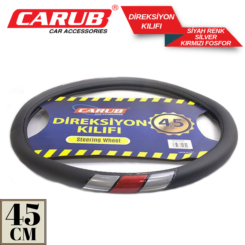 Carub Direksiyon Kılıfı 45 900 Siyah Silv.kırmızı Fosf