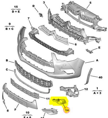 Sis Far Cercevesi Sol DS4 | LUVI 0020.7453.74-URT | OEM 7453.74