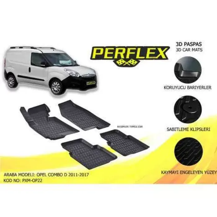 Paspas 3D Havuzlu 10-Mat Combo D - Doblo 3 2011-2017 | PERFLEX PXM-OP22 | OEM 1723104