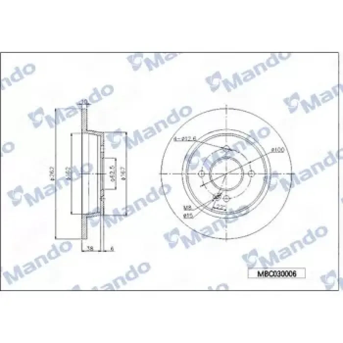Arka Fren Diski Aynasi 262MM Accent Blue 2011> Kia Rio 2011> I20 2015> | MANDO MBC030006 | OEM 58411-0U300