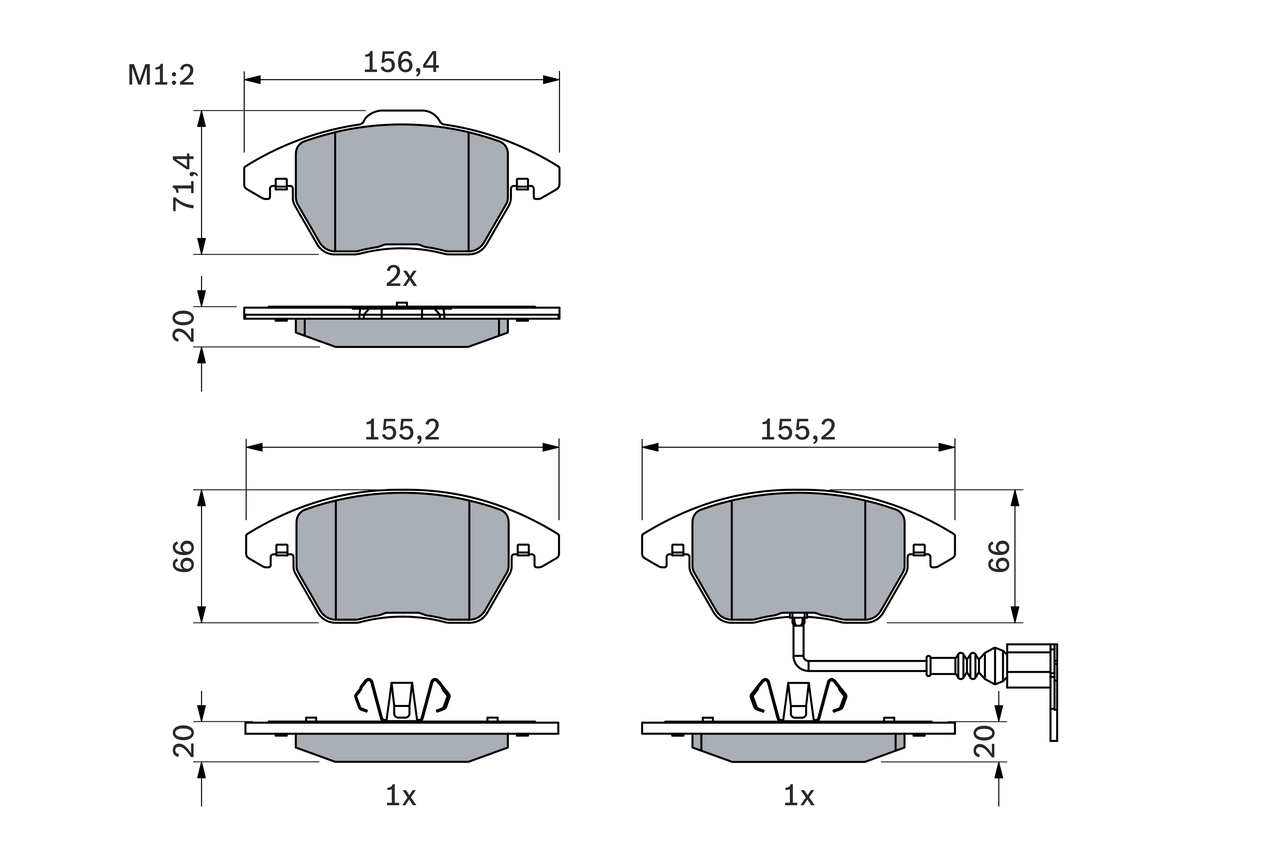 On Fren Balatasi Caddy 03> Golf 5 A3 Octavia Touran Toledo 04> Passat Jetta 05> | BOSCH 0986424797 | OEM 1K0698151E 5K0698151 8J0698151C 3C0698151D
