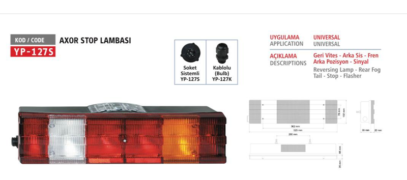 Yp Mercedes Axor Stop Lamba Soketli