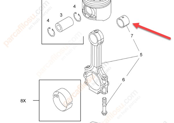 Piston Kol Burcu Scania 4 Seri/114-124-164 / P-G-R-T Seri/DC11-DC12-DC16-Dsc 12 | KOLBEN 77722690 | OEM 1440359 1437123 1402370 1339877 554544SEMI D28996 061BB20088300 1912K06005SE