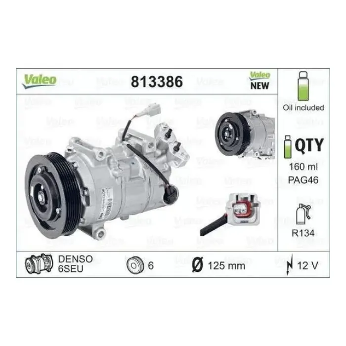 Klima Kompresoru Renault Megane III Scenic III Grand Scenic III 1.5DCI K1.6 16V | VALEO 813386 | OEM 7711497392 7711497392 8200939386 8200939386