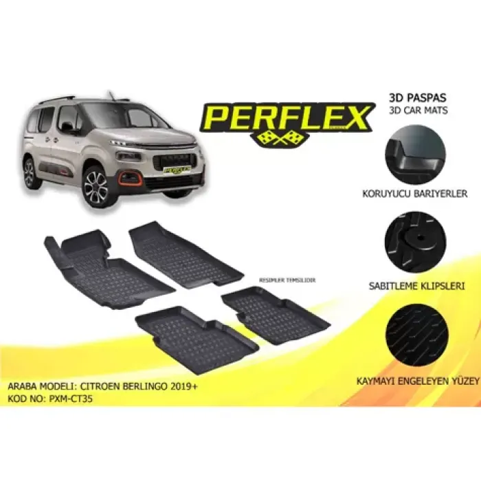 Paspas 3D Havuzlu 10-Mat Berlingo 19> | PERFLEX PXM-CT35