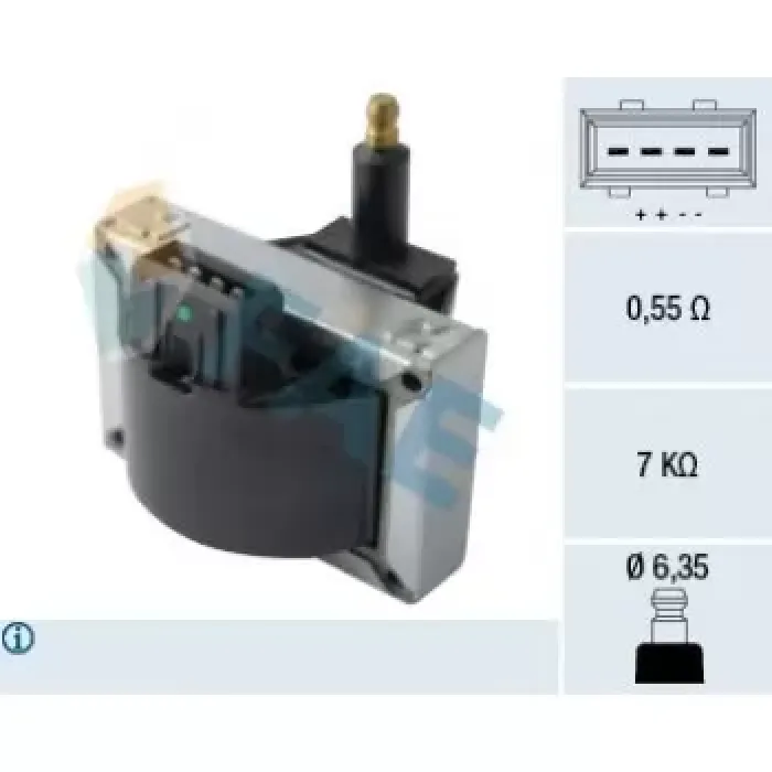 Atesleme Bobini P106 P306 P405 Partner Berlingo Ax Zx TU1M (1,1 8V) TU3 2 (1,4 8V Karburatorlu) P605 Xm XU10J2 (2,0 16V) | FAE 80260 | OEM 96.035.284