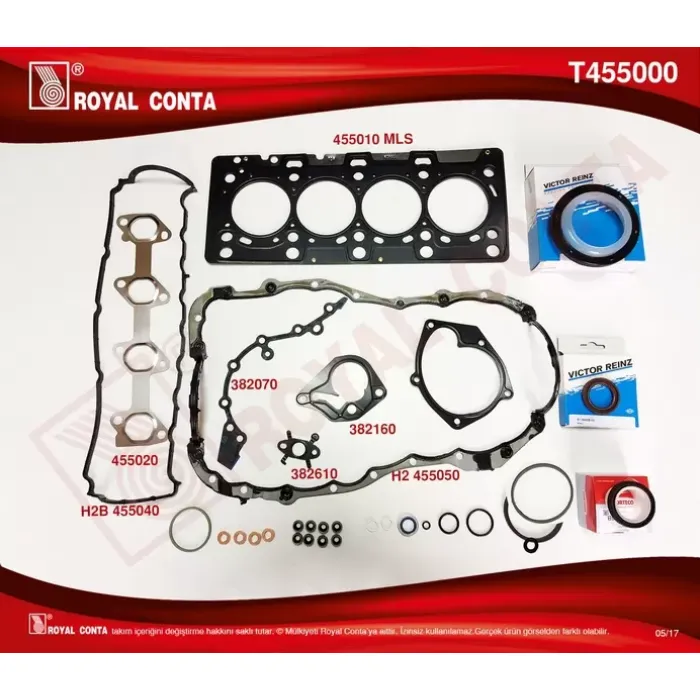 Motor Takim Contasi Reinz Keceli Subap Lastikli Megane II Clio III Fluence Scenic II / III 1,5DCI K9K | ROYAL T455000 | OEM 7701477501