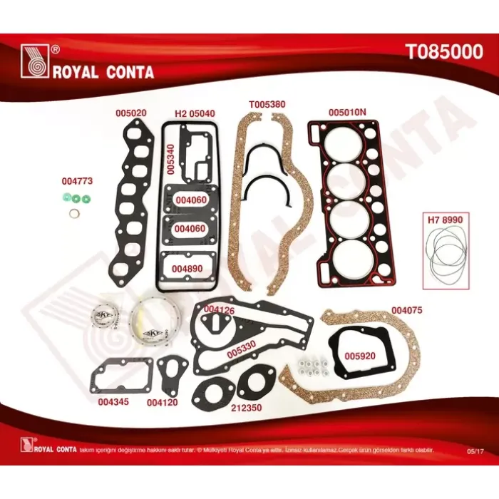 Motor Takim Contasi R9 R11 1,4 (Skt Keceli Reinz Subap Lastikli) | ROYAL T085000 | OEM 7701460628 7701460628 7701465262 7701466417 7701465262 7701466417