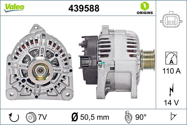 Alternator 12V 110A Megane II Scenic II 1,9 DCI | VALEO 439588 | OEM 8200410671 8200410671 8200667610 8200667610