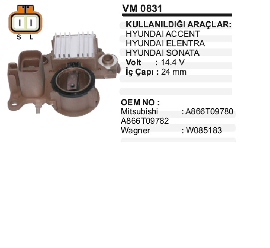 Konjektör Mitsubishi Tip 14.4V Hyundai Elentra 1.6-1.8L, Accent, Sonata, Marın (209 4817 K) | OEM VM0831
