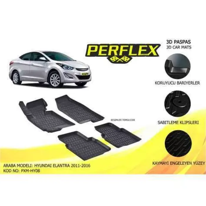 Paspas 3D Havuzlu 10-Mat Hyundai Elantra 2011-2016 | PERFLEX PXM-HY08