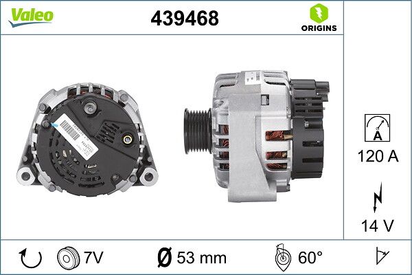 Alternator 12V 120A Discovery II 3,9 V8 / 4,0 V8 93> | VALEO 439468 | OEM YLE000090 YLE000090 YLE500090 YLE500090