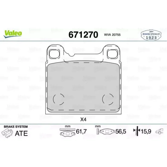 Fren Balatasi Arka W126 85>91 C126 87>91 W116 75>80 C107 74>81 Volvo 850, S70, V70 240 2,3, 2,4 D, 740 2,0, 2,3, 2,3 16V Bmw 1502-2002 | VALEO 671270 | OEM BOSCH 0986466302 34111102966 A0014200620 0986466302 34111102966 A0014200620